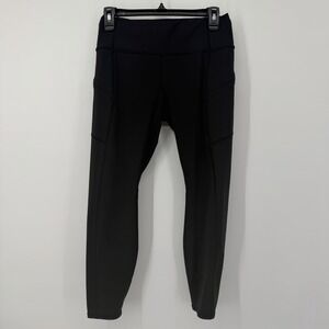 Athleta Contender Leggings Cropped Black Zip‎ Pockets Women's Size Medium